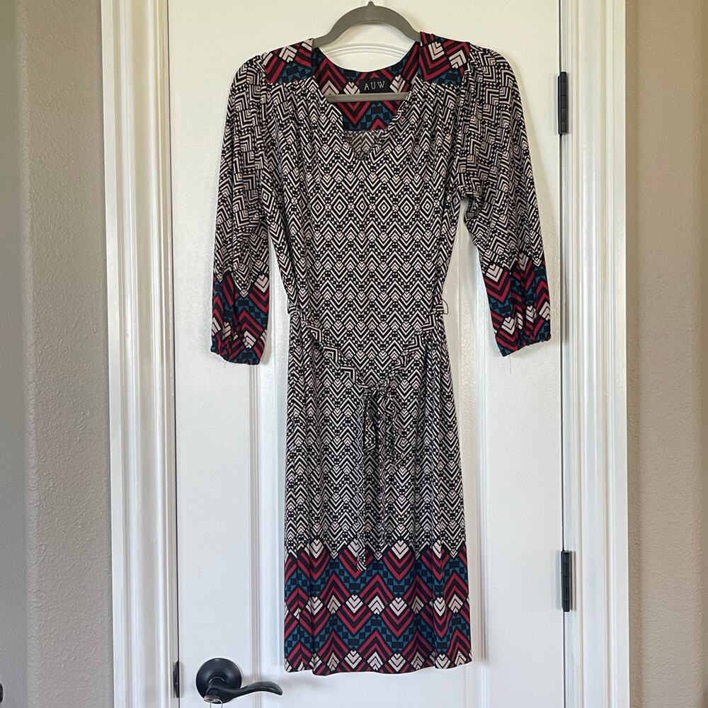 AUW Women’s Dress Black & Gray Cute Detail on Sleeve Size 6